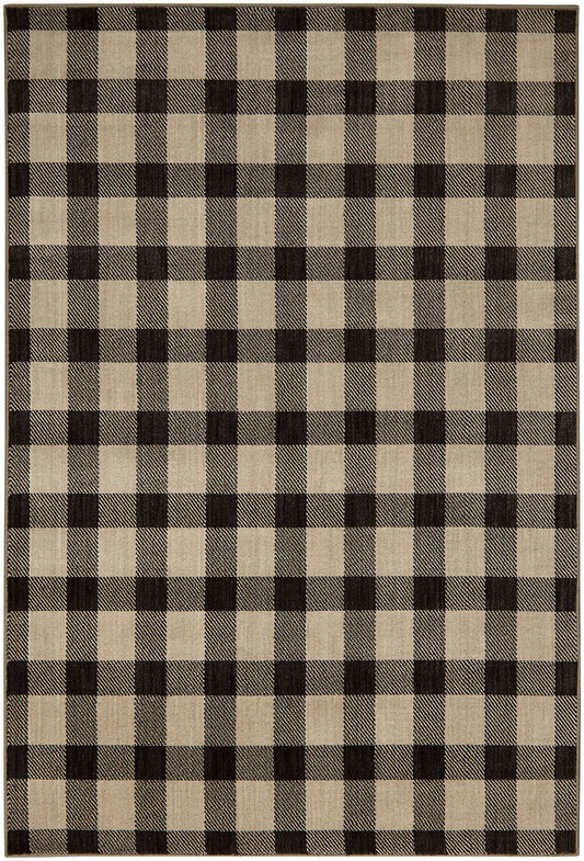 Kendrick - 5' x 7' Plaid Area Rug - Gingham Onyx Fabric