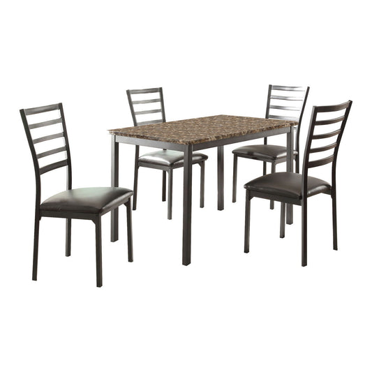 Flannery - 5 Piece Dining Room Set (Table & 4 Side Chairs) - Brown / Black