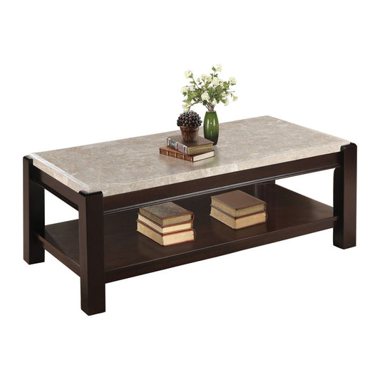 Festus - Cocktail Table With Marble Top - Cherry / Taupe