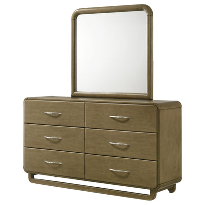 Amsbury - 6-Drawer Dresser And Mirror - Nutmeg