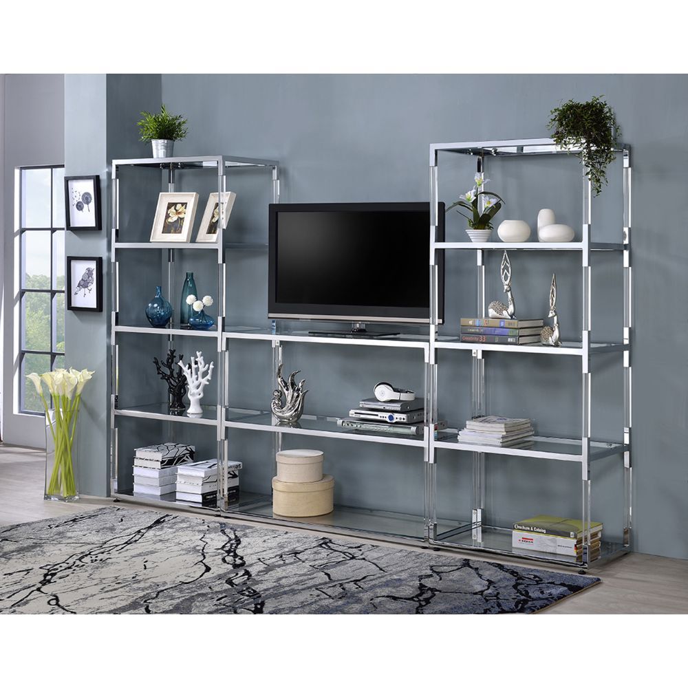 Raegan - TV Stand - Clear Acrylic, Chrome & Clear Glass