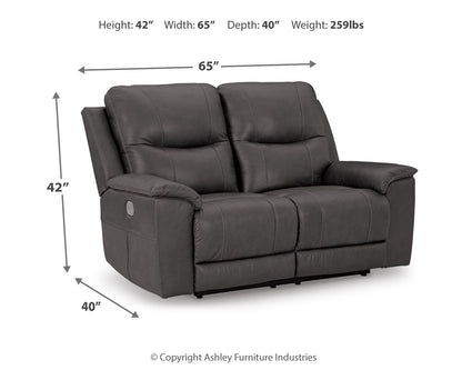 Dearview - Power Reclining Loveseat/ Adj Headrest - Fog