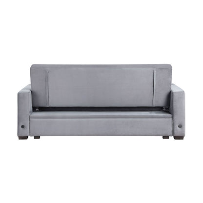 Grady - Convertible Sofa With Hidden Storage, Cup Holders And Charging Ports - Gray