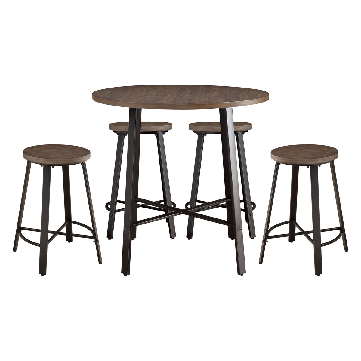 Chevre - 5 Piece Dining Room Set (Table & 4 Side Chairs) - Brown / Metal