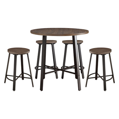Chevre - 5 Piece Dining Room Set (Table & 4 Side Chairs) - Brown / Metal