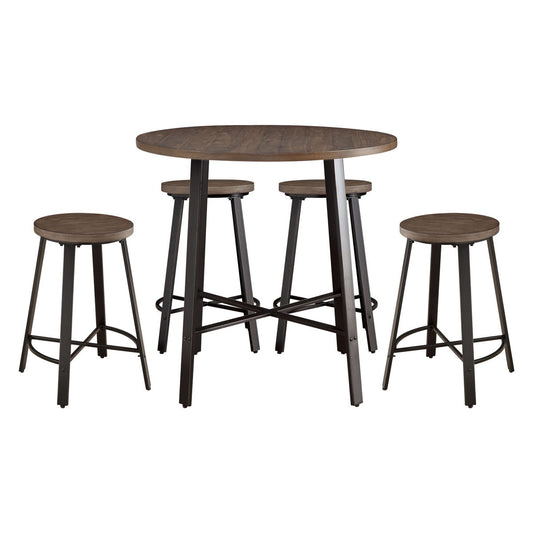 Chevre - 5 Piece Dining Room Set (Table & 4 Side Chairs) - Brown / Metal