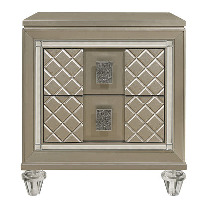 Loudon - 4 Piece Set (Twin Bed, Nightstand, Dresser, Mirror) - Gold / Silver / Champagne