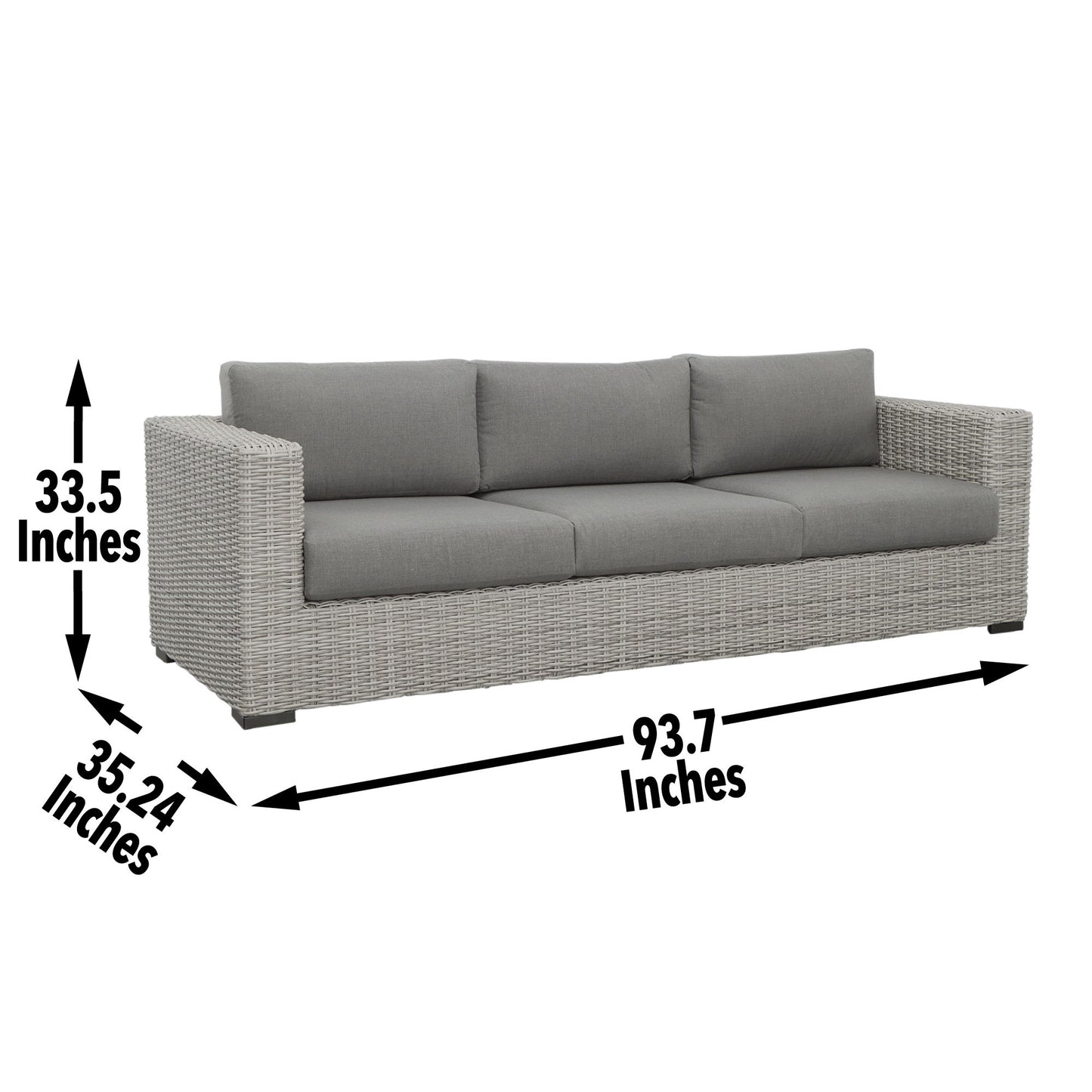 Blakley - Outdoor Sofa With Half Round Wicker - Gray