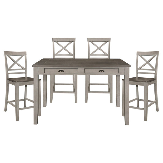 Brightleaf - 5 Piece Dining Room Set (Table & 4 Side Chairs) - Gray