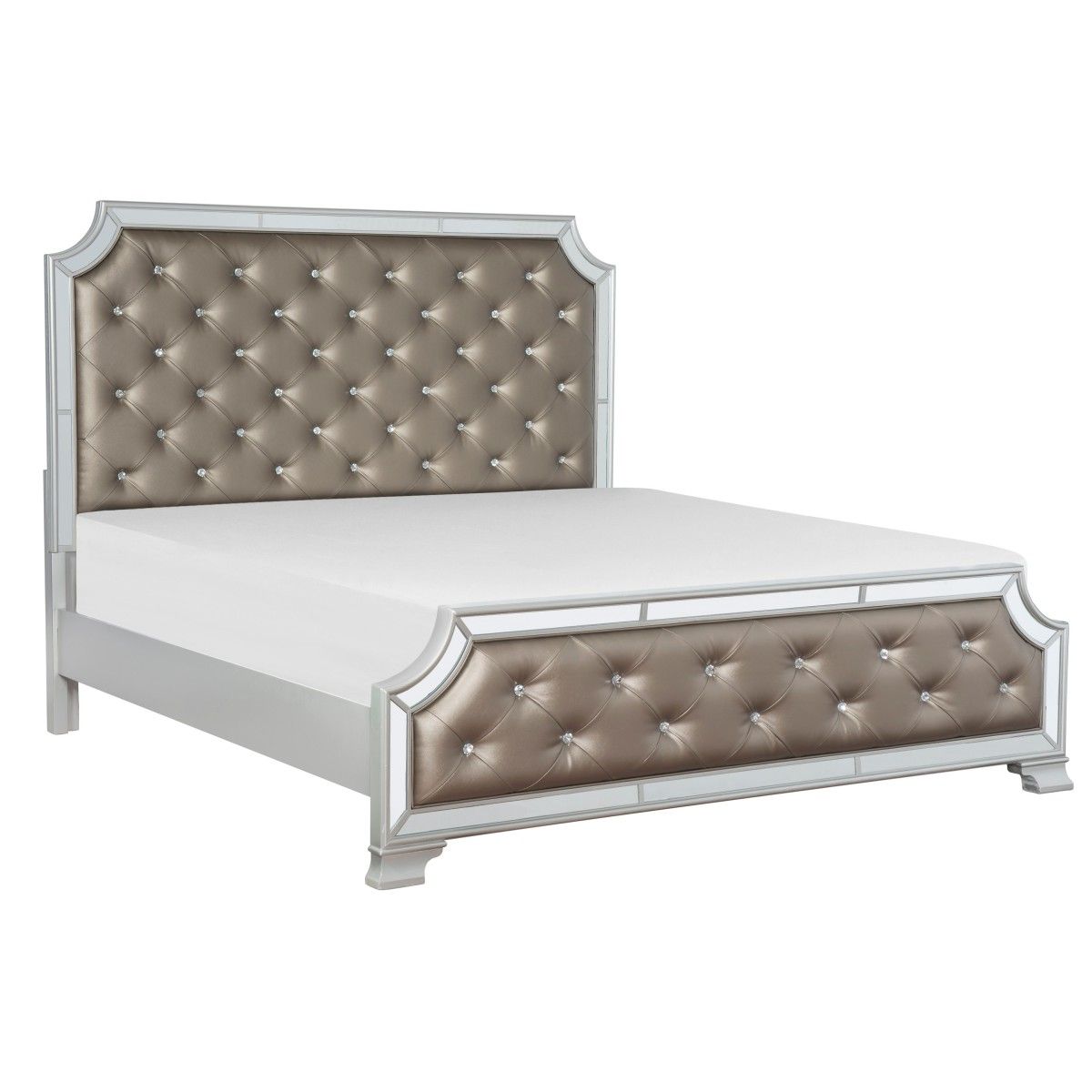 Avondale - 4 Piece Set (Queen Bed, Nightstand, Dresser, Mirror) - Gray / Silver