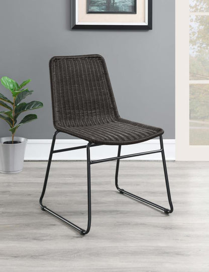 Dacy - Faux Rattan Metal Dining Side Chair (Set of 2) - Brown